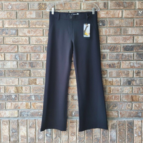 Betabrand Straight Leg Classic Dress Yoga Pants Black Size Medium Short Peti - Picture 1 of 5
